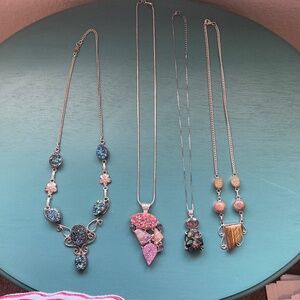 Druzey Womens necklaces, pink, tan, black.